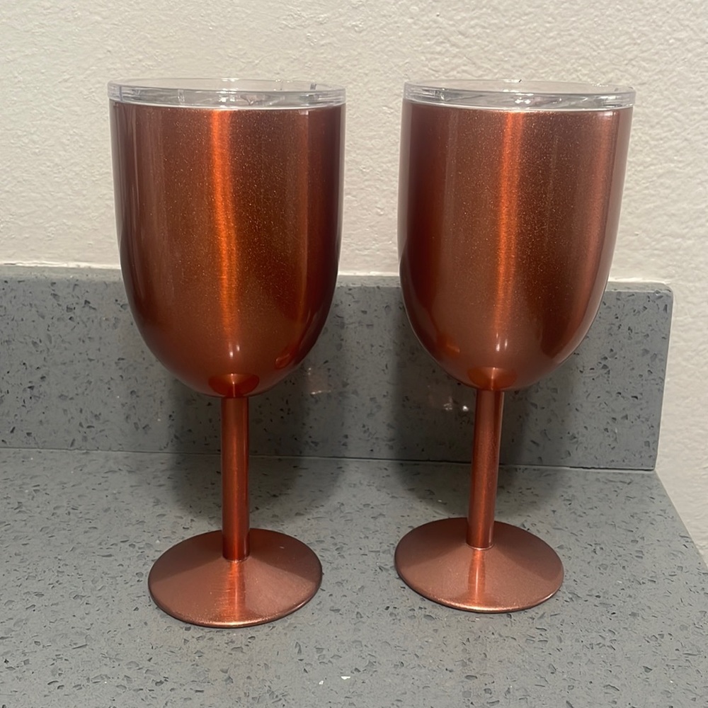 Copper-colored wine tumblers - set of 2!